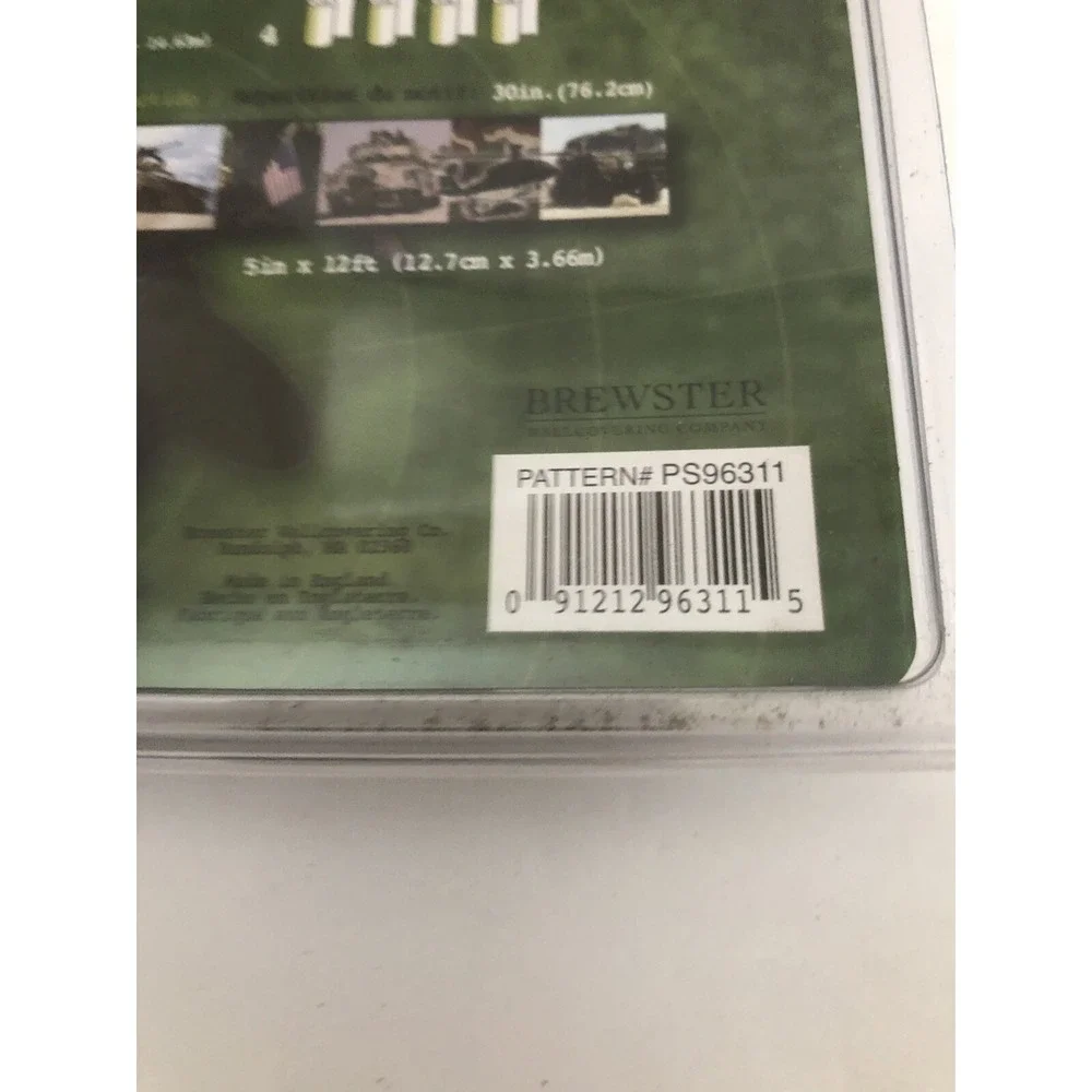 Brewster Military Peel & Stick Border Kid Room 5in x 12ft New PS96311 Green Camo